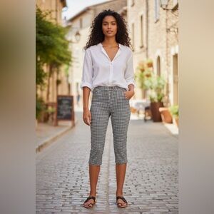 Anthropologie Black & White Gingham Capri Pedal Pusher Pants